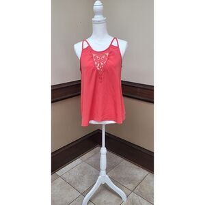 Haute Society Coral Tank w/ Inlay – Size Medium- boho, feminine, modern, chic